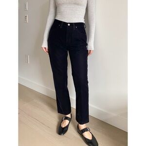 Black High-Rise Straight Leg Pants